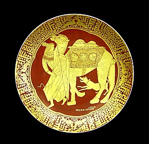 金襴手額面「胡砂の旅」(北出塔次郎) 金襴手額面「胡砂の旅」(北出塔次郎)